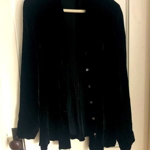 Black velvet button down